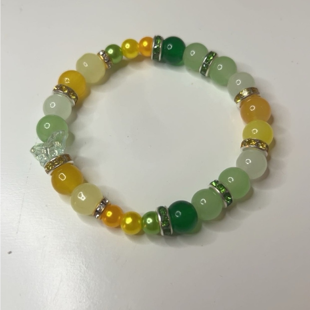 Vibrant Green and Yellow Beaded Bracelet